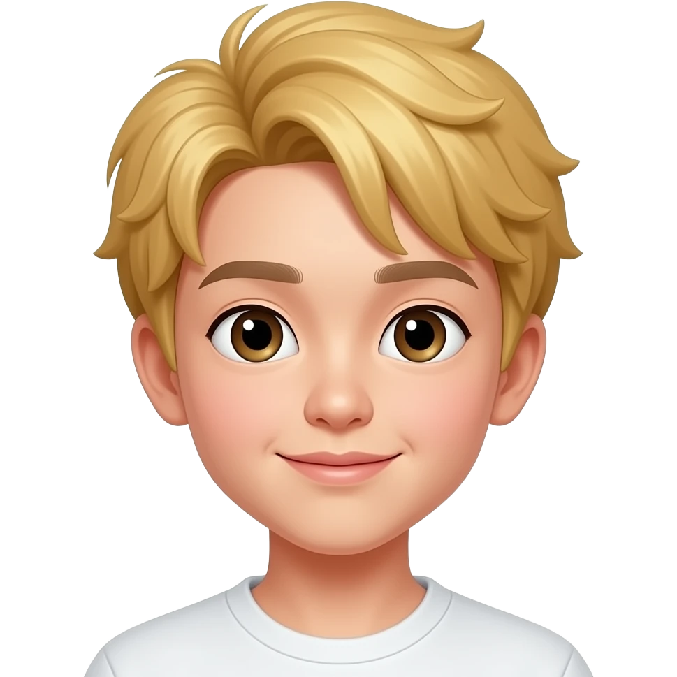 a boy with korean face golden puff hairs emoji