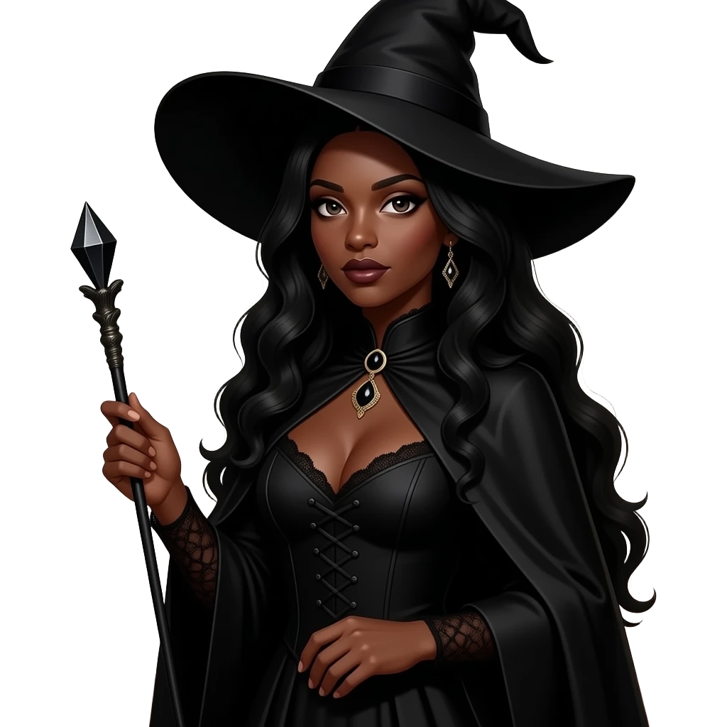 Sexy african gothic witch emoji