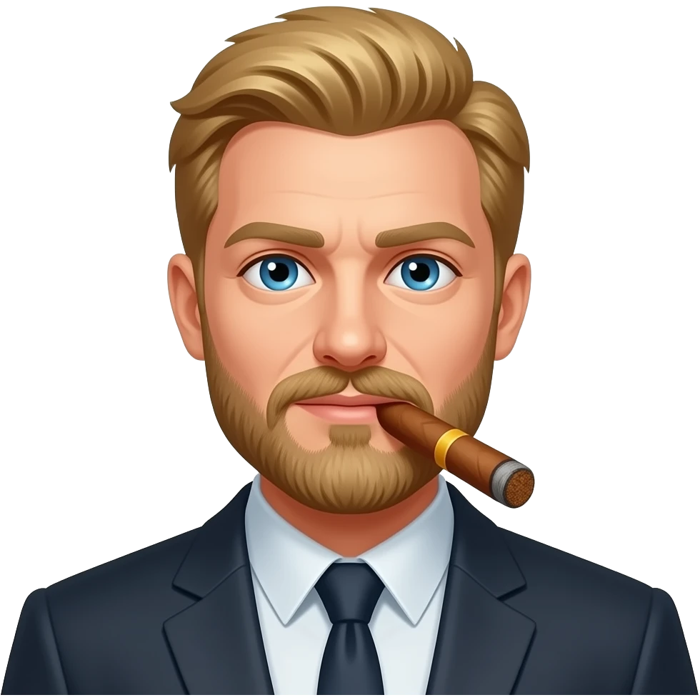 Blonde hair Guy with a beard smoking a cigar emoji