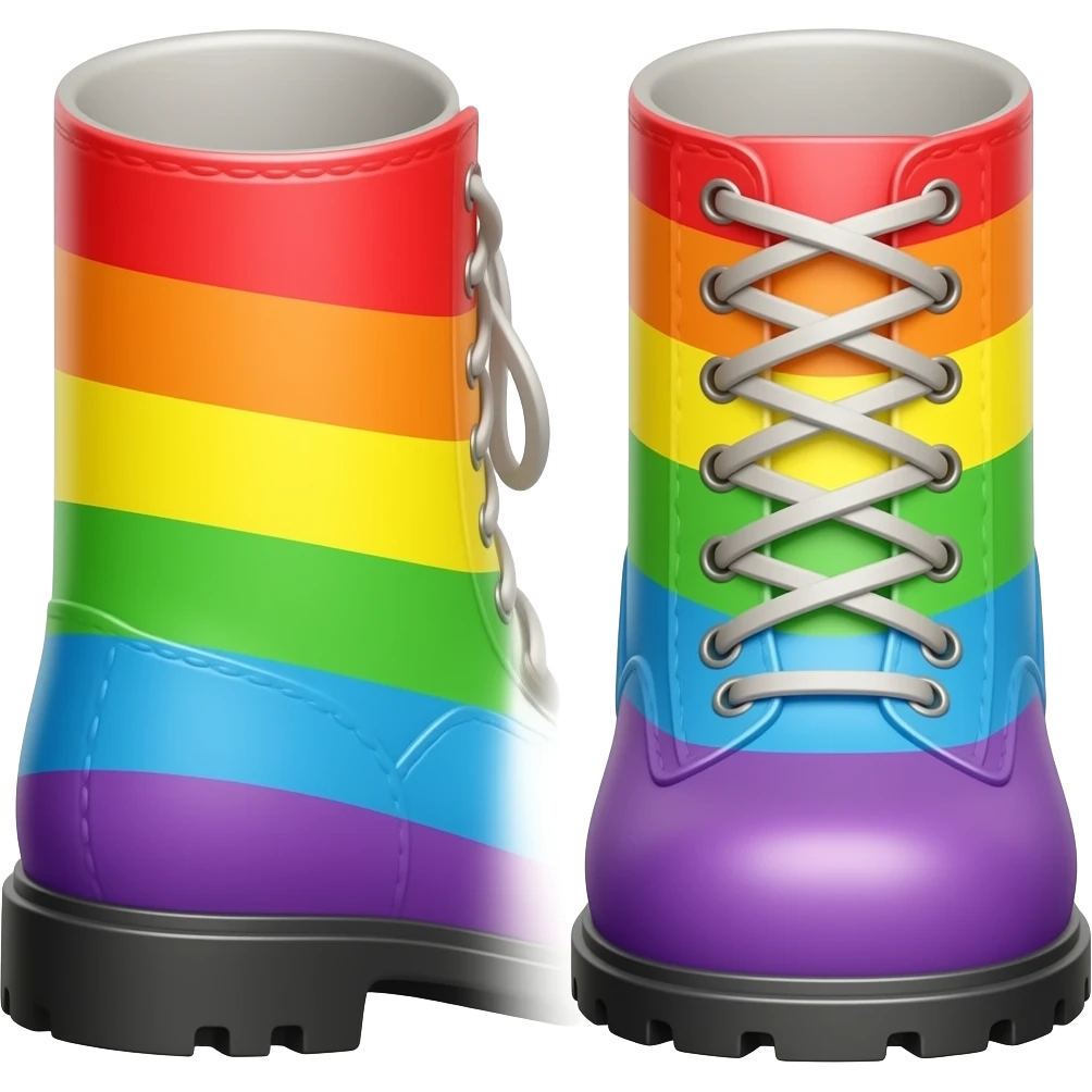 top view of rainbow work boots emoji