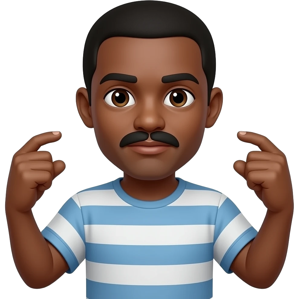 Shrugging mustache black man emoji
