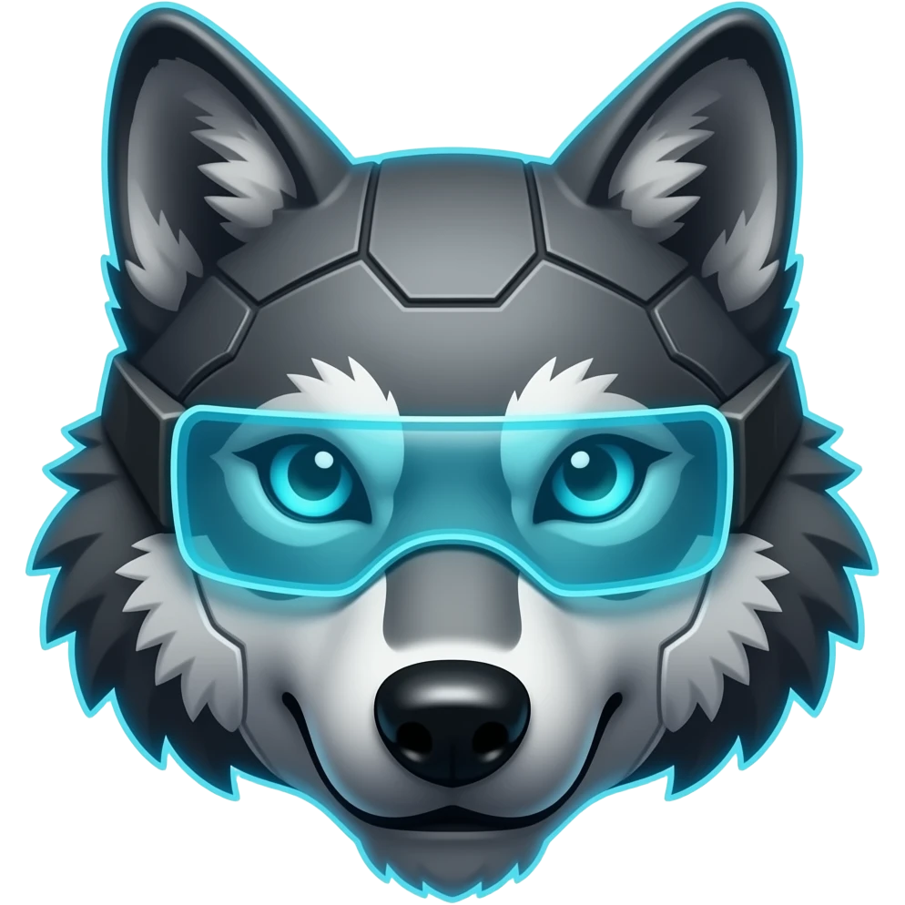 cyberpunk hacker themed wolf head emoji