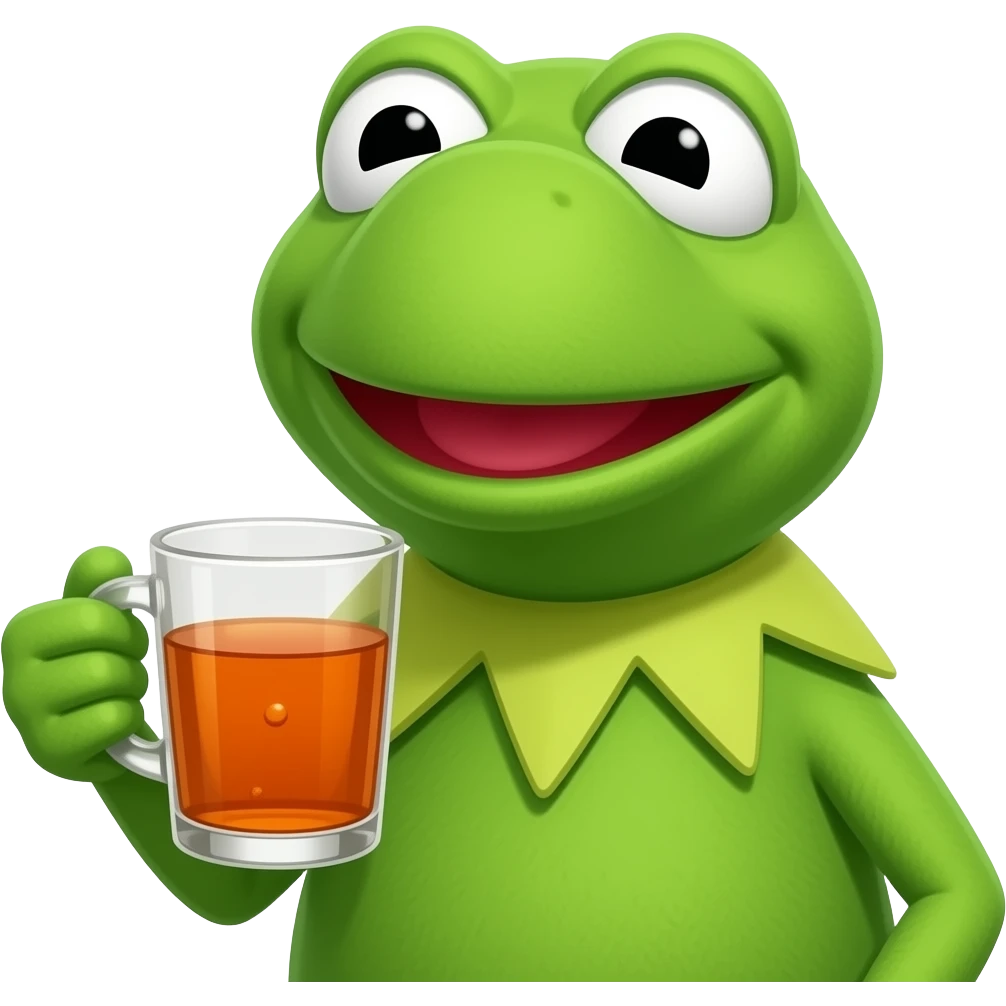 kermit the frog sipping tea looking like he has some spicy tea to talk about emoji