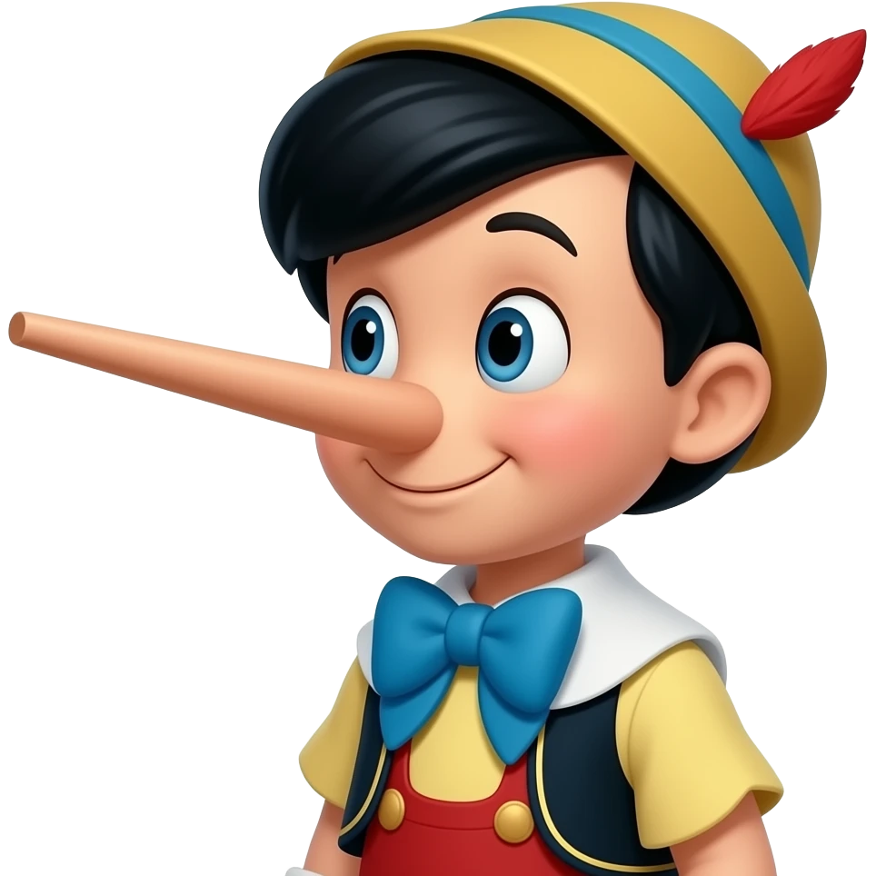 Pinocchio boy with a long wooden nose emoji
