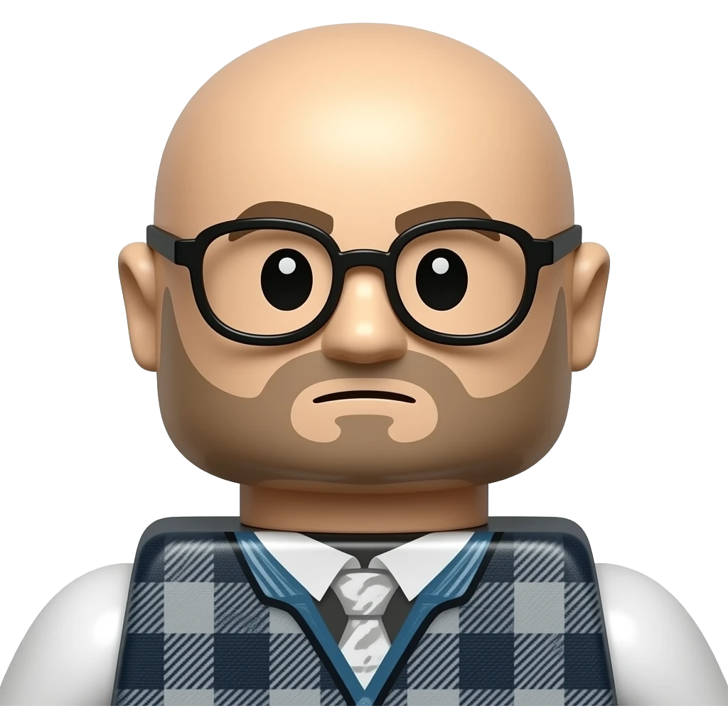 bald lego minifugure with glasses and a goatee emoji