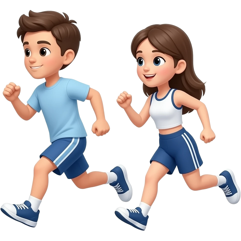 Niño y Niña haciendo deporte running emoji