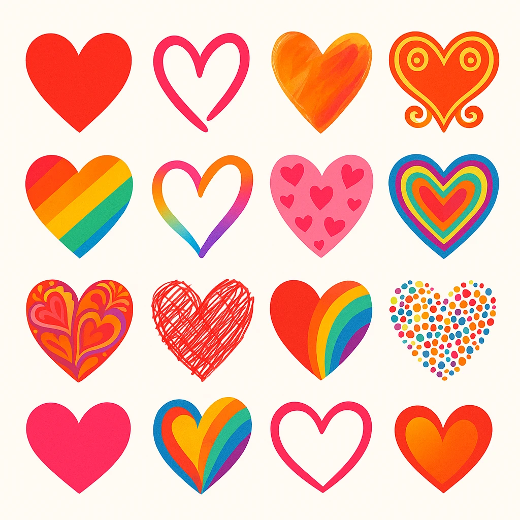 show more heart style emoji