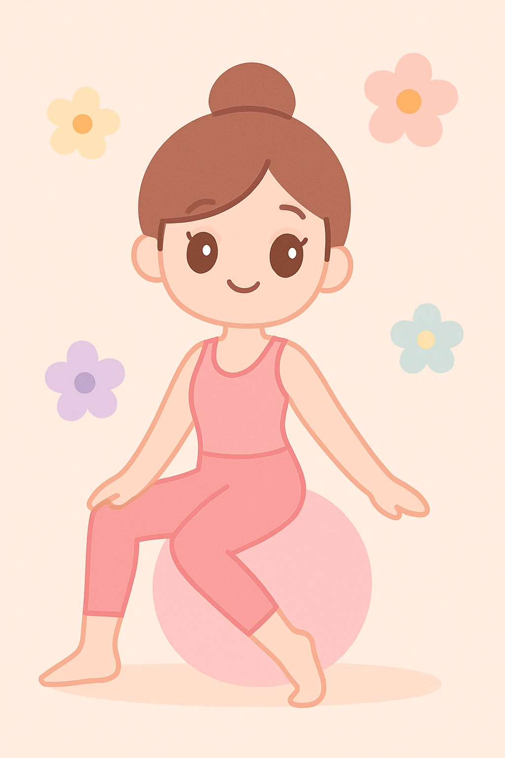 pink pilates girl surrounded by flowers, soft and feminine style emoji