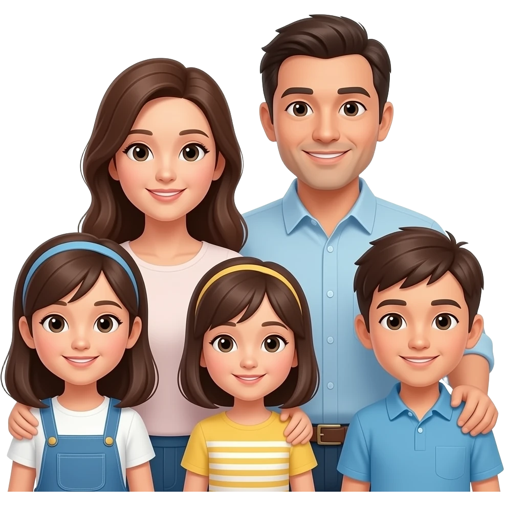 a mom and dad with 2 girls and 1 boy emoji