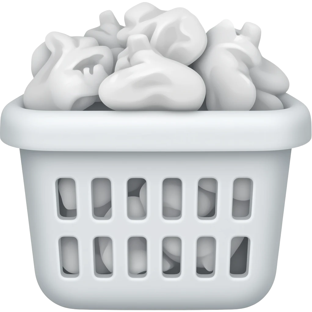 dirty pile of laundry with white color in a white basket emoji