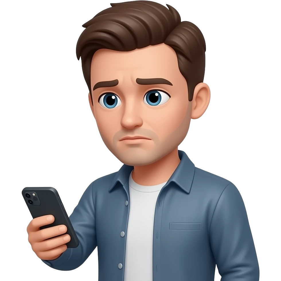 Un emoji qui s’ennuie et regardant son téléphone emoji