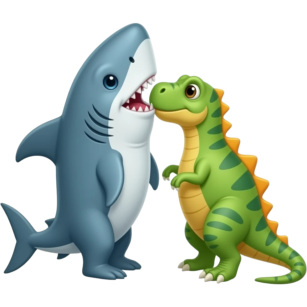 Shark x dinosaur kiss emoji