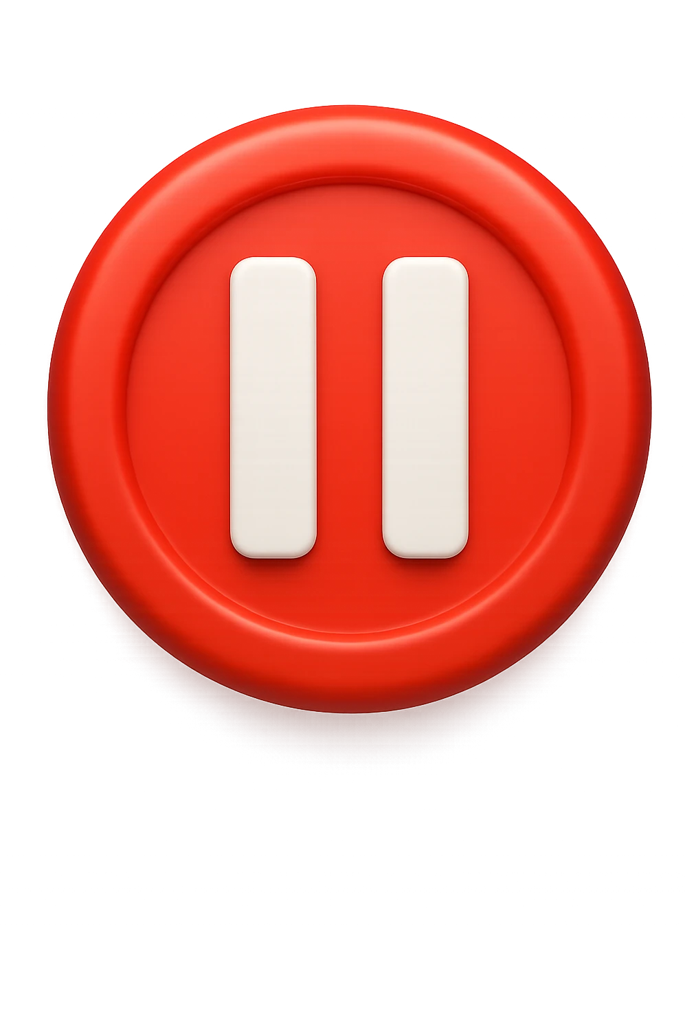 emoji stile iphone di un  simbolo di pausa in un cerchio rosso, iperrealistico 4k emoji