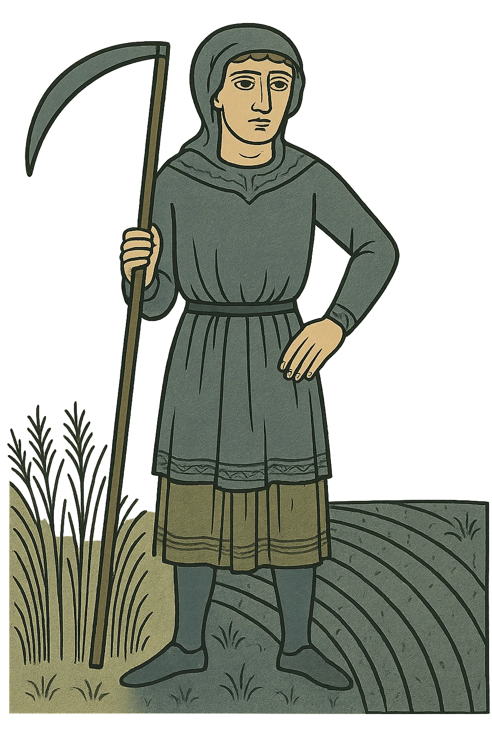 Remove the background, keep only the medieval peasant man working in a field with transparent background. emoji