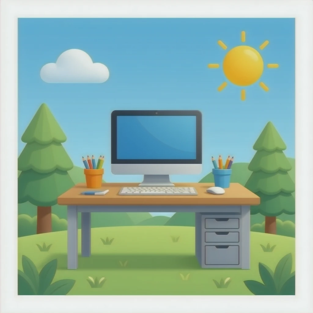 computer desk work aesthetic emoji