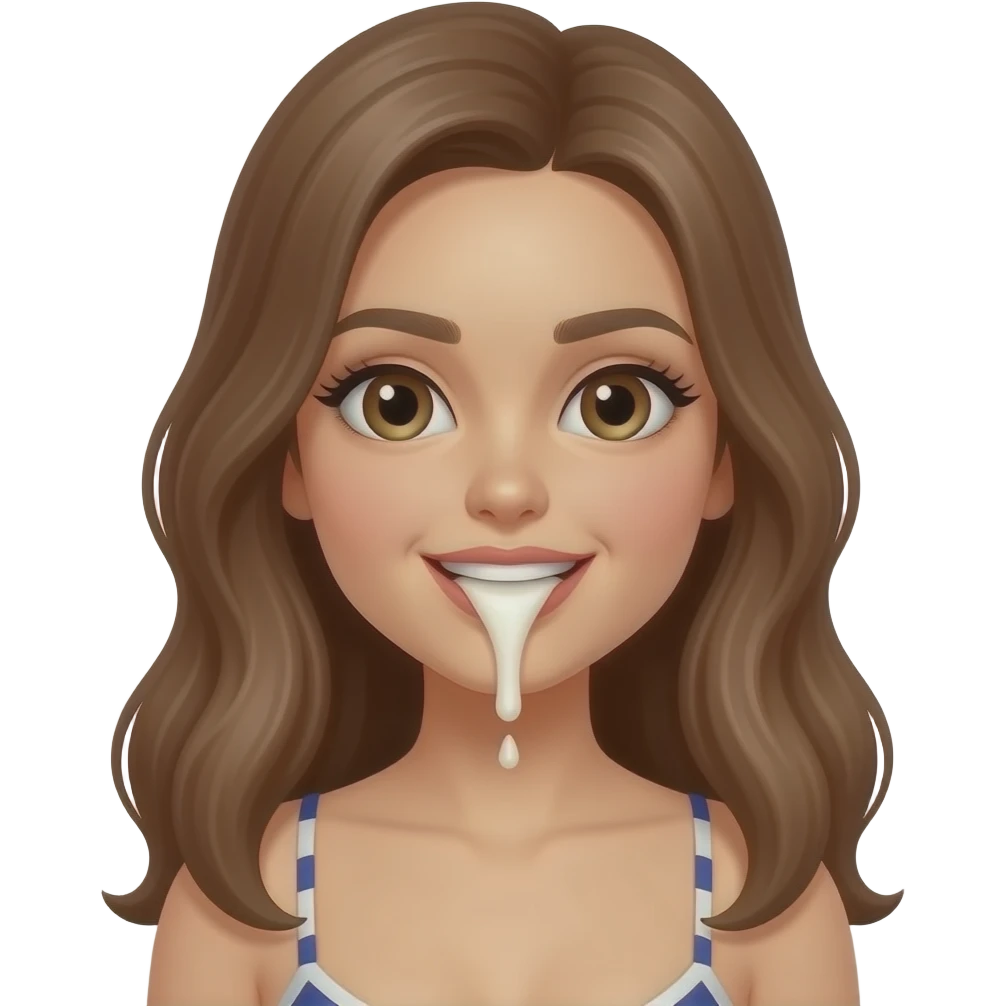 Fille en string avec du lait dans la bouche emoji