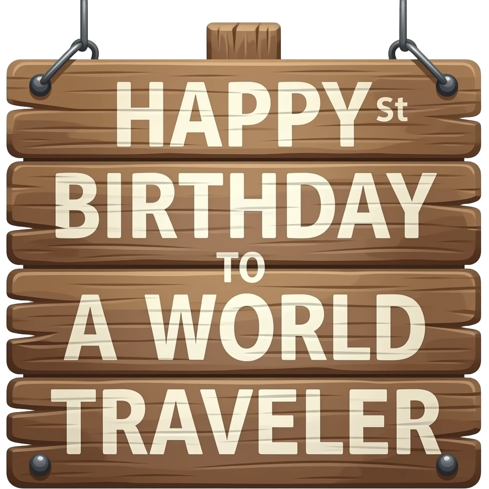 HAPPY 21ST BIRTHDAY TO A WORLD TRAVELOR SIGN emoji