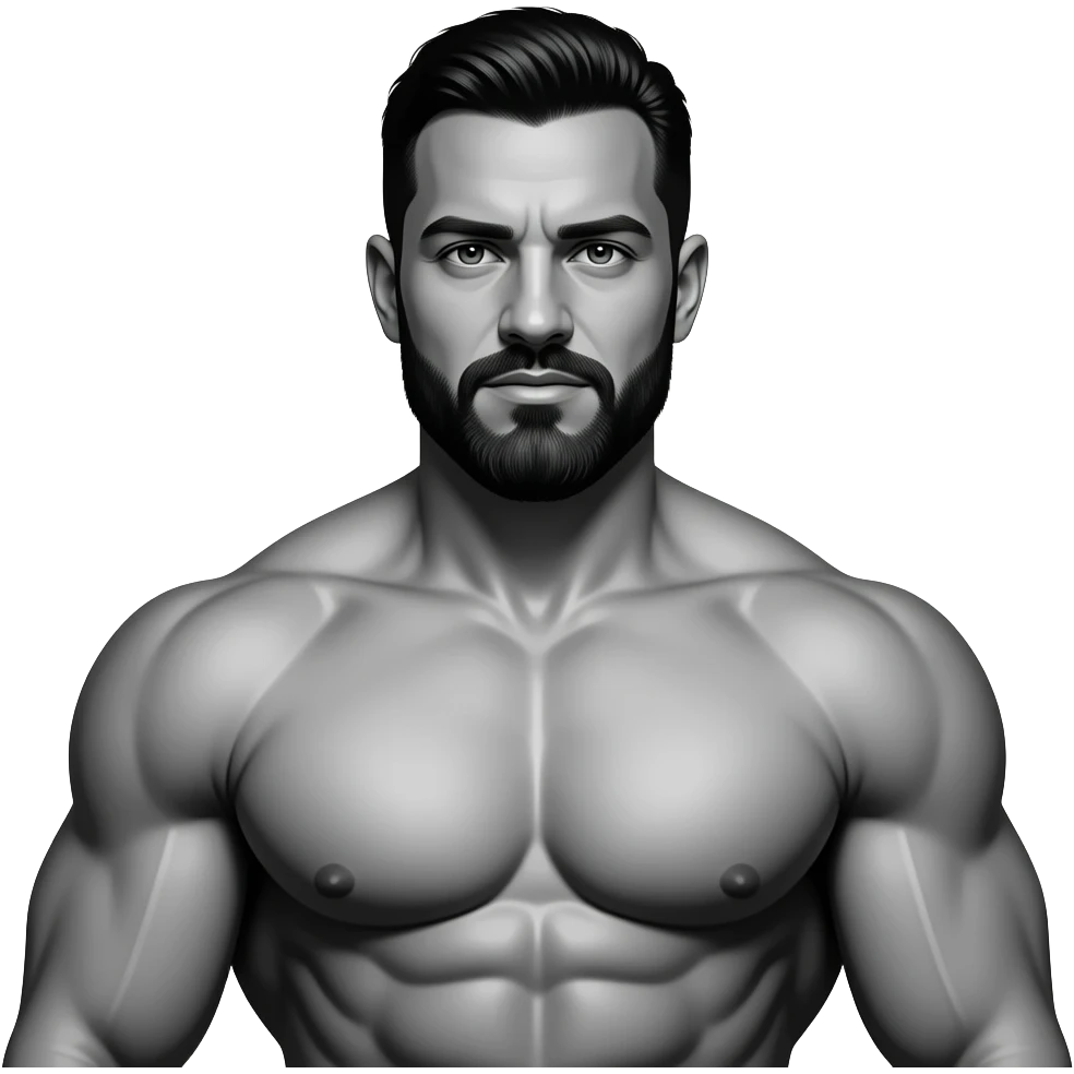 Giga chad in black and white emoji