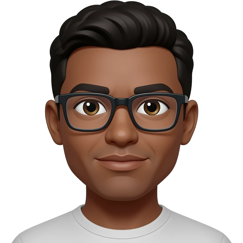 black hair, olive skin, with squar glasses emoji