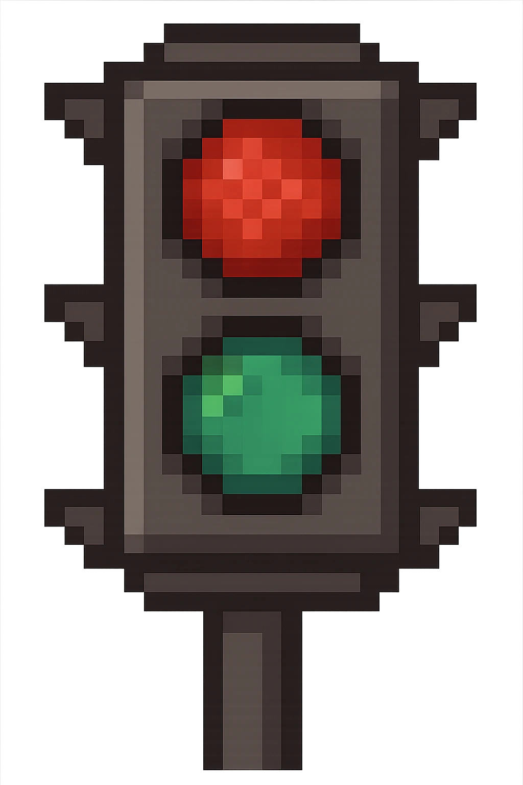 Transform this into a stop and go light showing both red and green lights, keep the pixel art style, no background. emoji