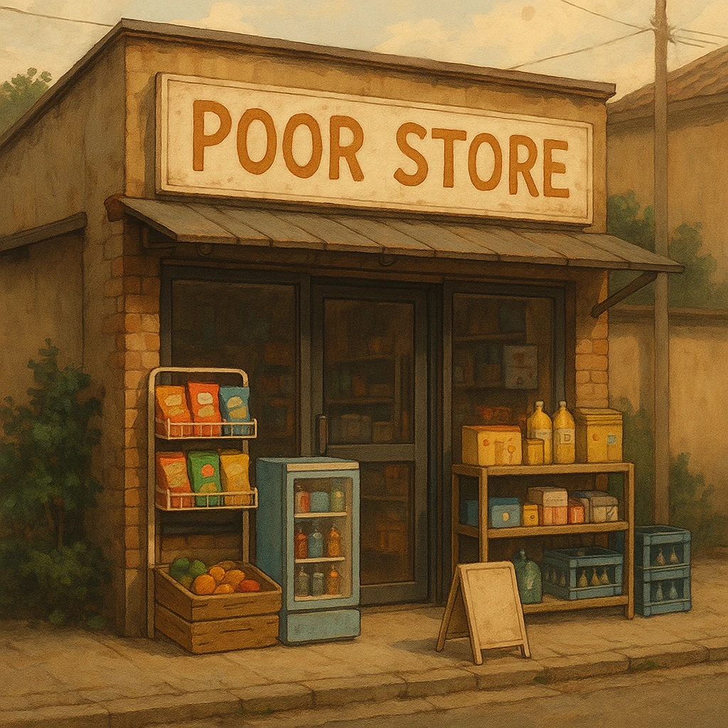 Convenience store named poor store and more emoji