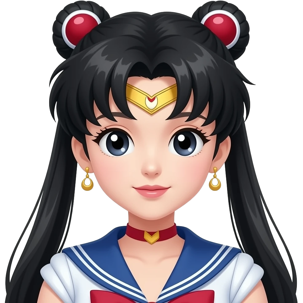 beautiful sailor moon with black hair and black eyes emoji