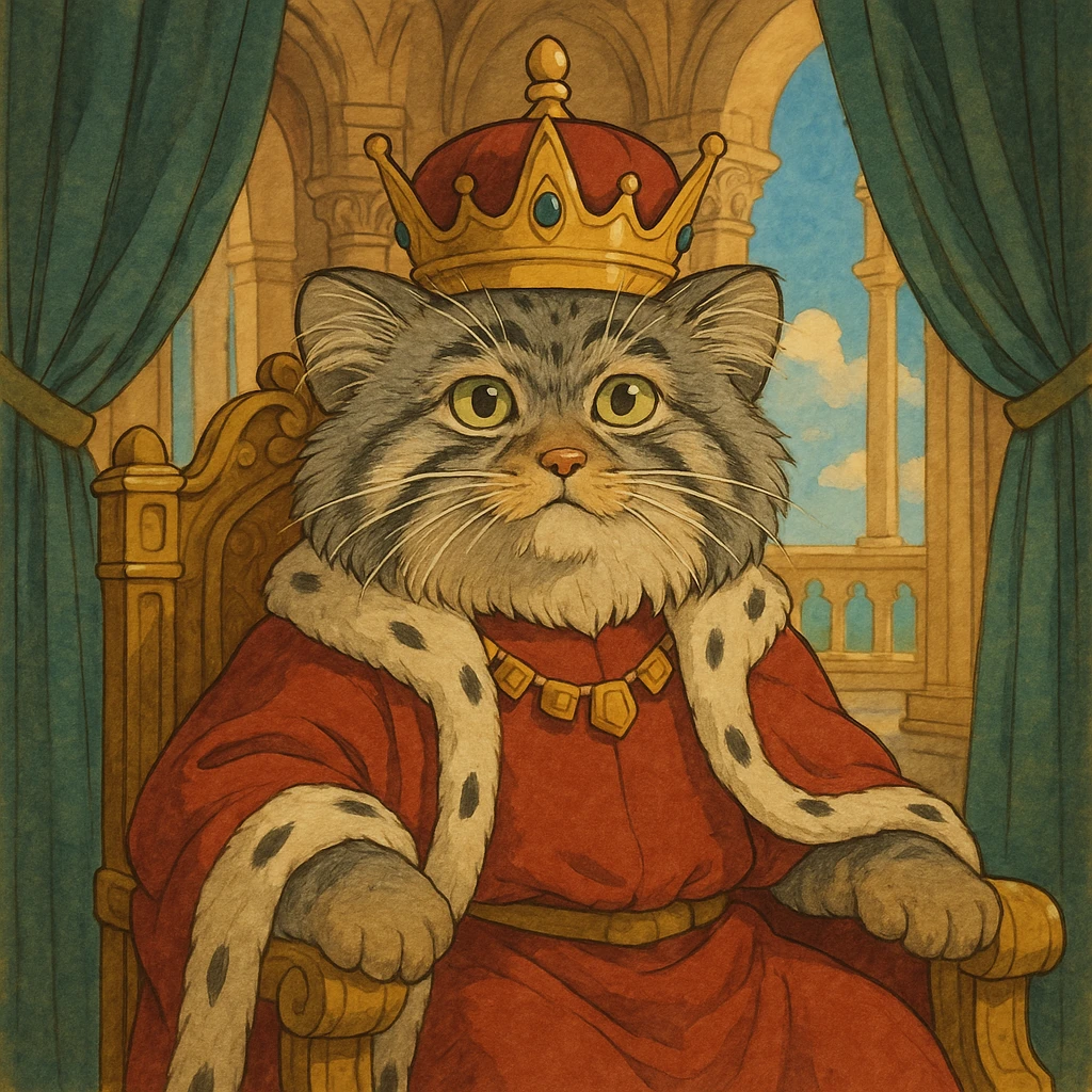 pallas cat in a palace dressed as a king emoji