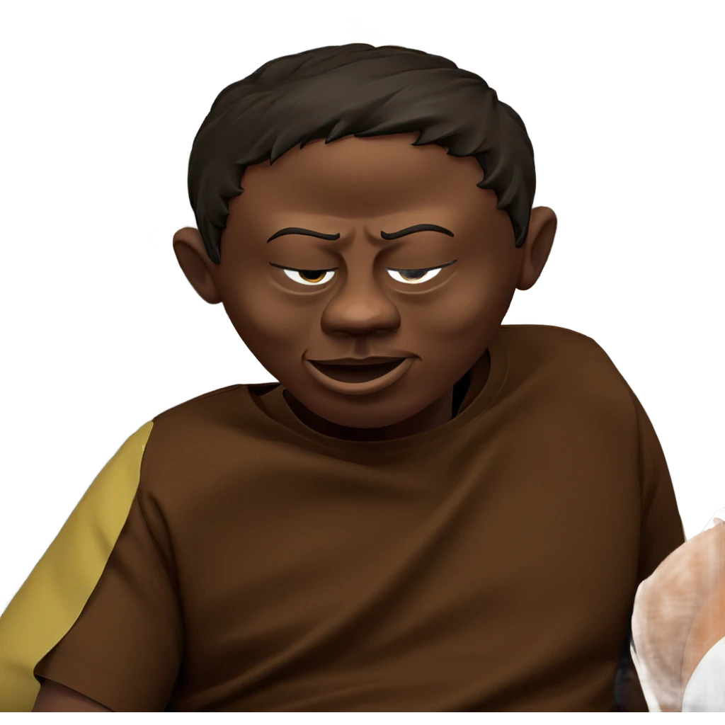 dark-skinned boy with closed eye emoji