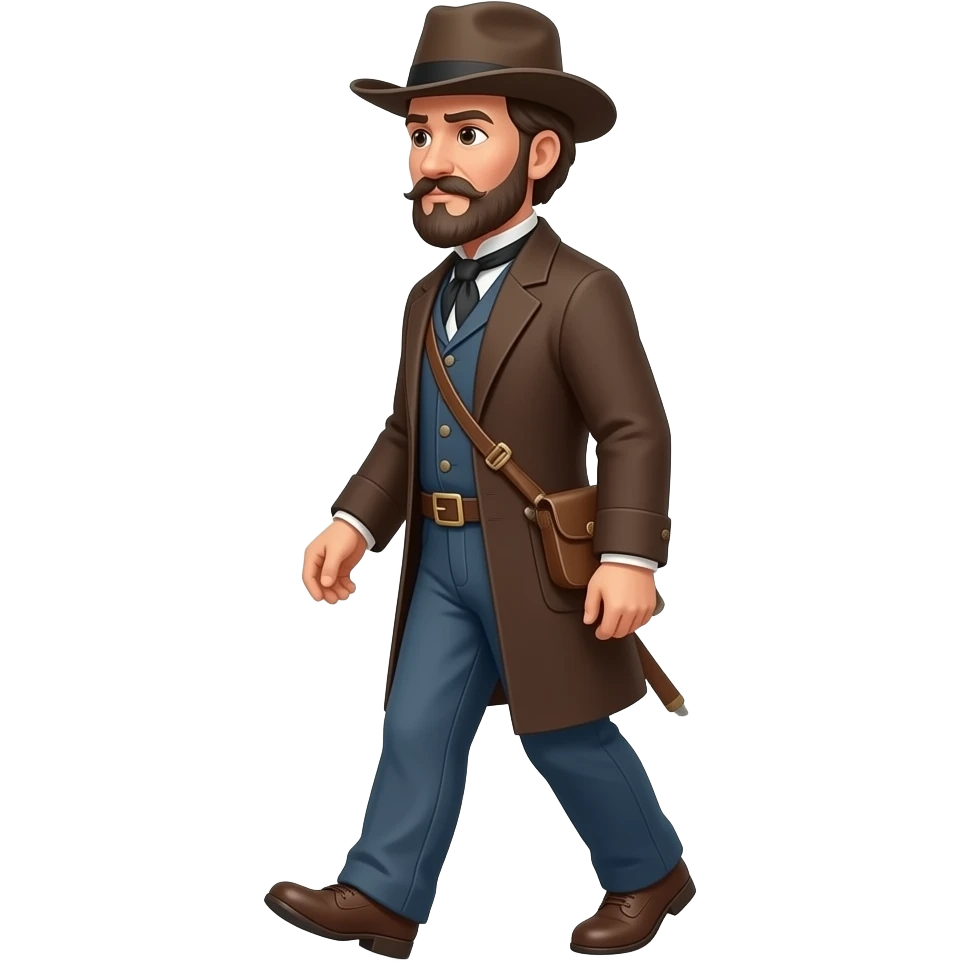 mormon pioneer man from 1850 walking sideways looking forward emoji
