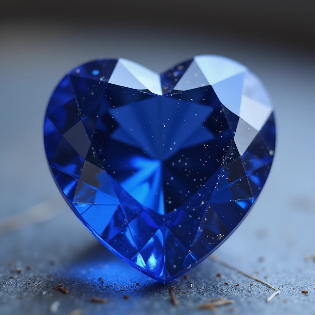 photorealistic sapphire gemstone heart with sparkles and faceted texture emoji