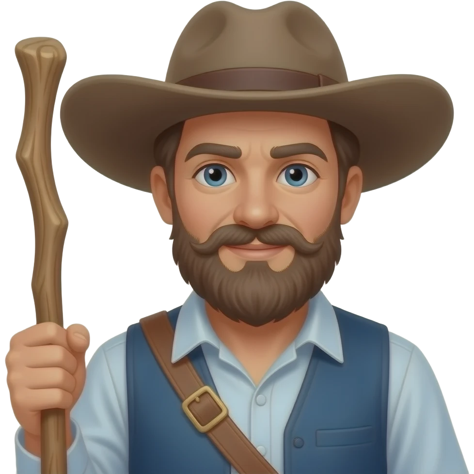 Un homme Berger avec un bâton et un grand chapeau emoji