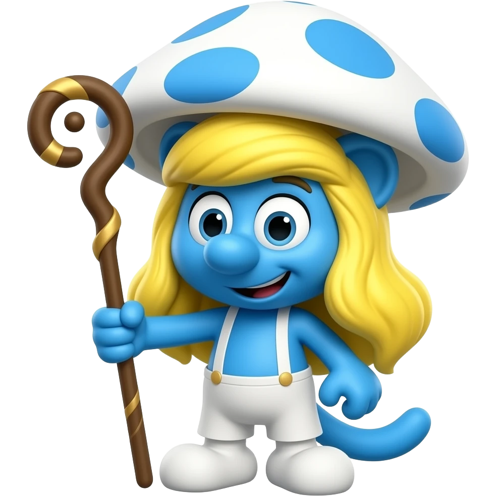 smurf cat white mushroom hat holding a staf emoji