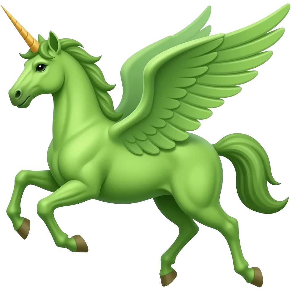 GREEN VERSION OF FLYING PEGASUS EMOJI DELETE UNICORN HORN emoji
