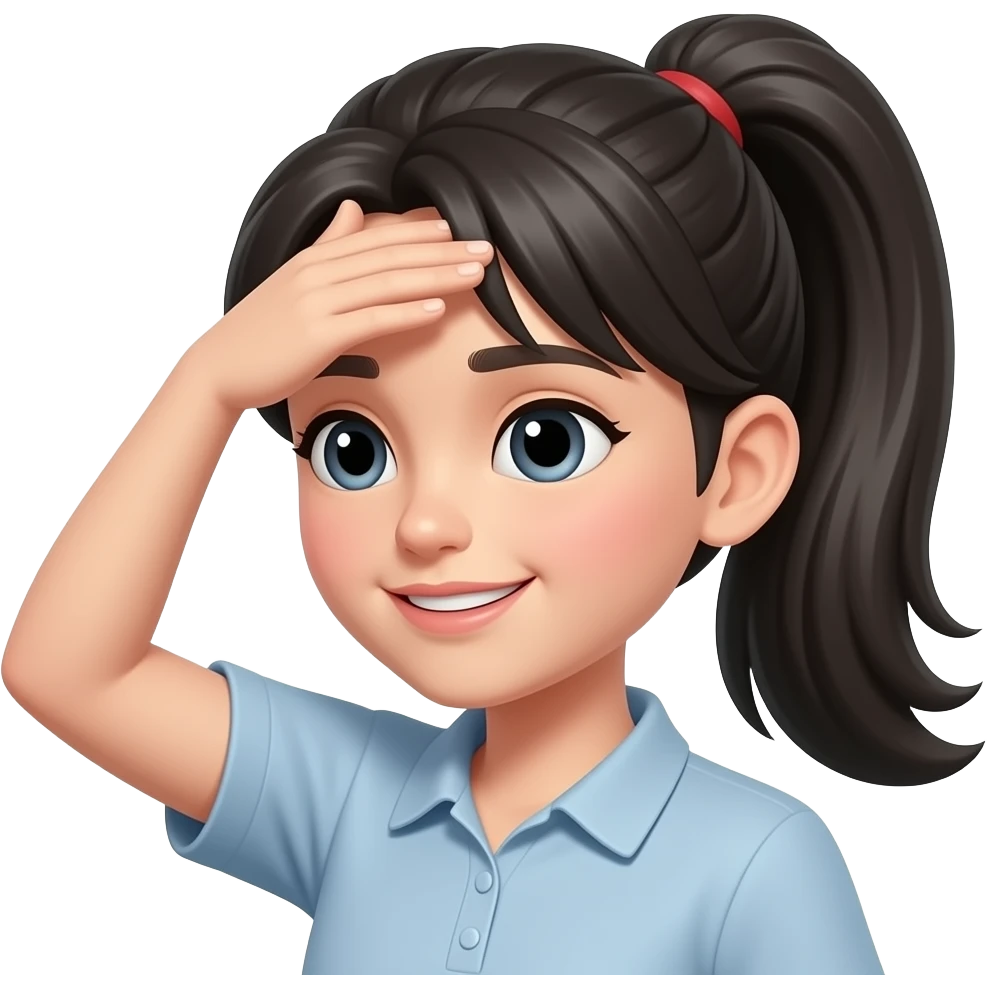 A girl in a black ponytail slapping her forehead emoji
