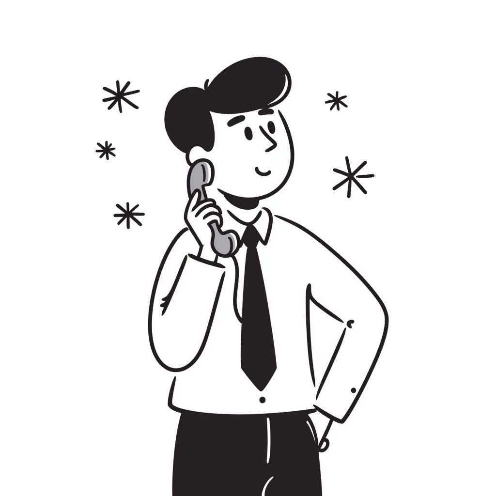 Business person with telephone and snowflakes around, representing a cold call emoji