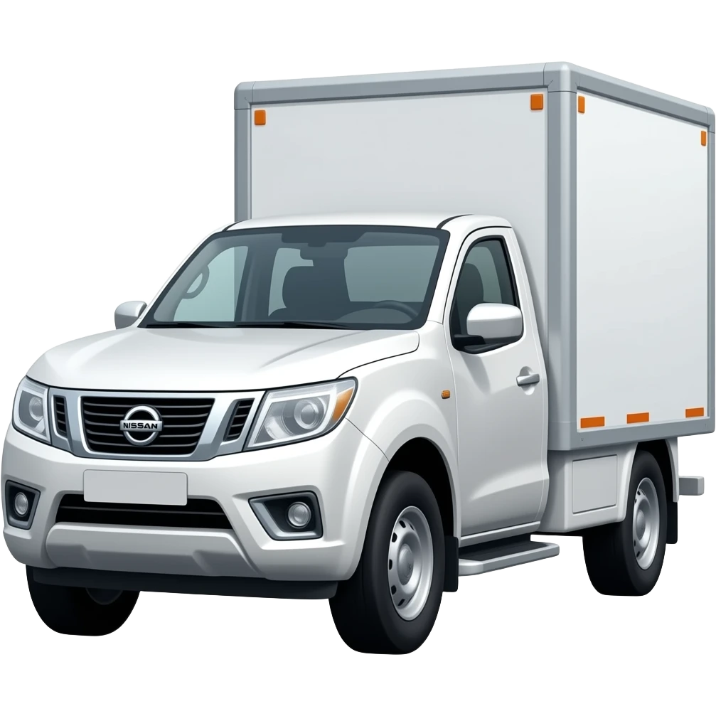 Una camioneta Nissan np300 blanca con una caja blanca emoji