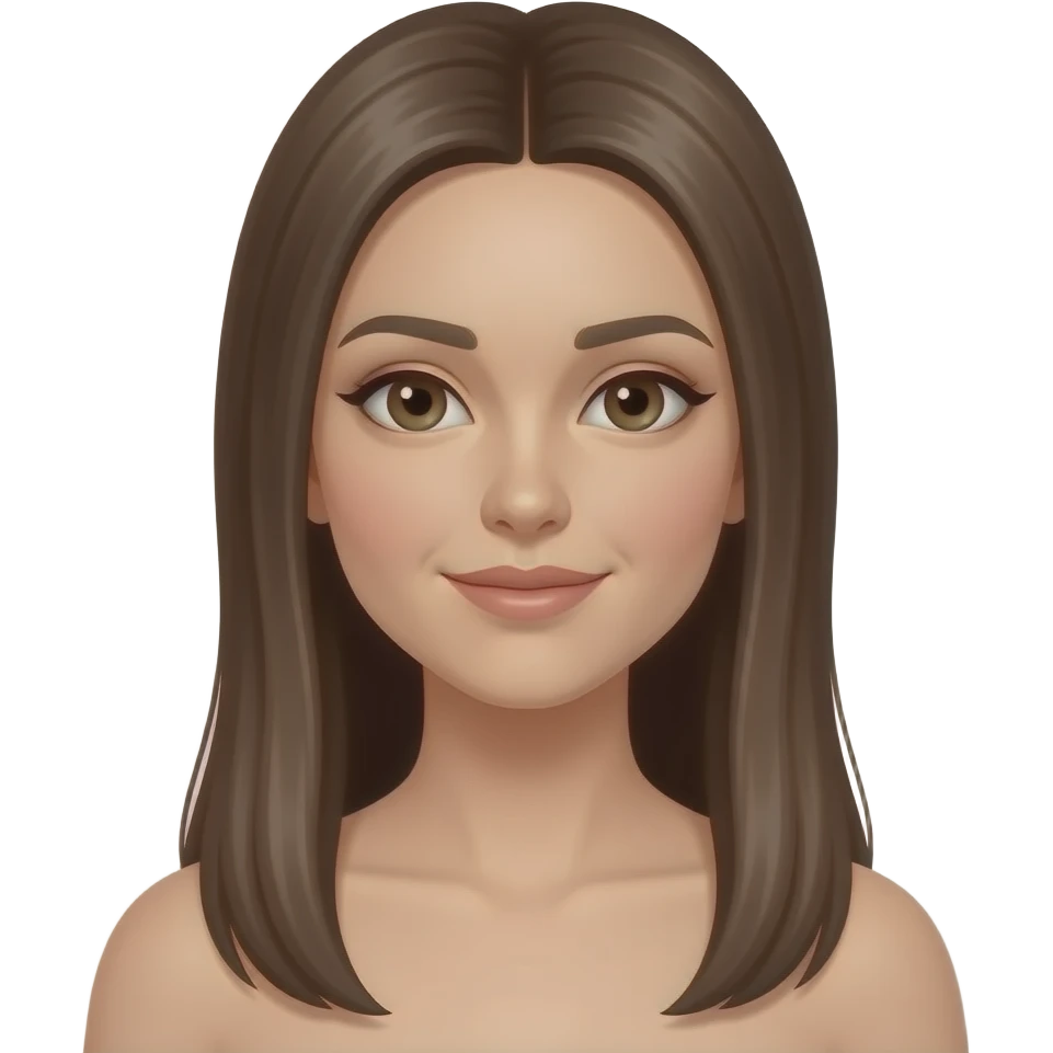 make her have longer hair to the collar bone but straight. And slightly lighter brown hair emoji