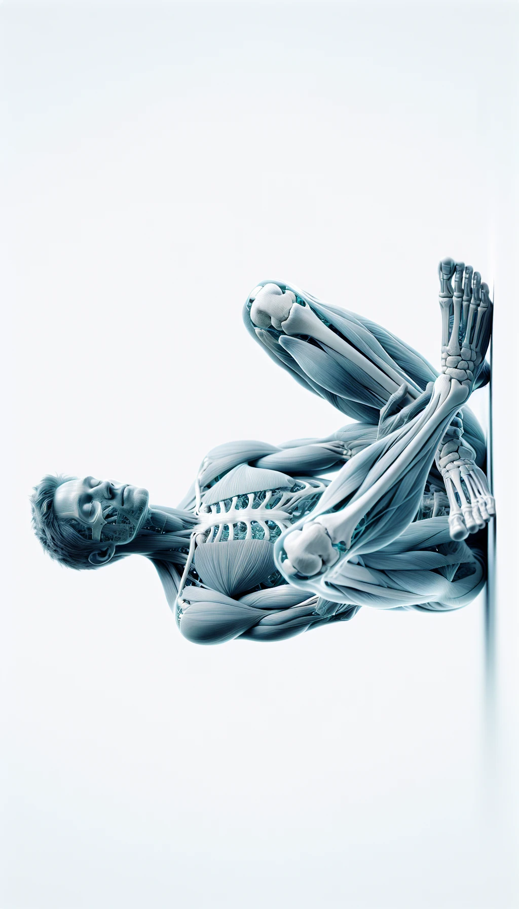 corpo umano anatomico a corpo intero con ginocchia visibili, con occhi chiusi sereno e in perfetta salute , isolato su sfondo bianco, iperrealistico 4k emoji
