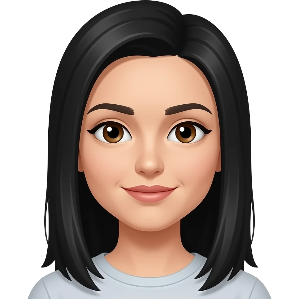 woman with long straight black hair and brown eyes emoji" emoji