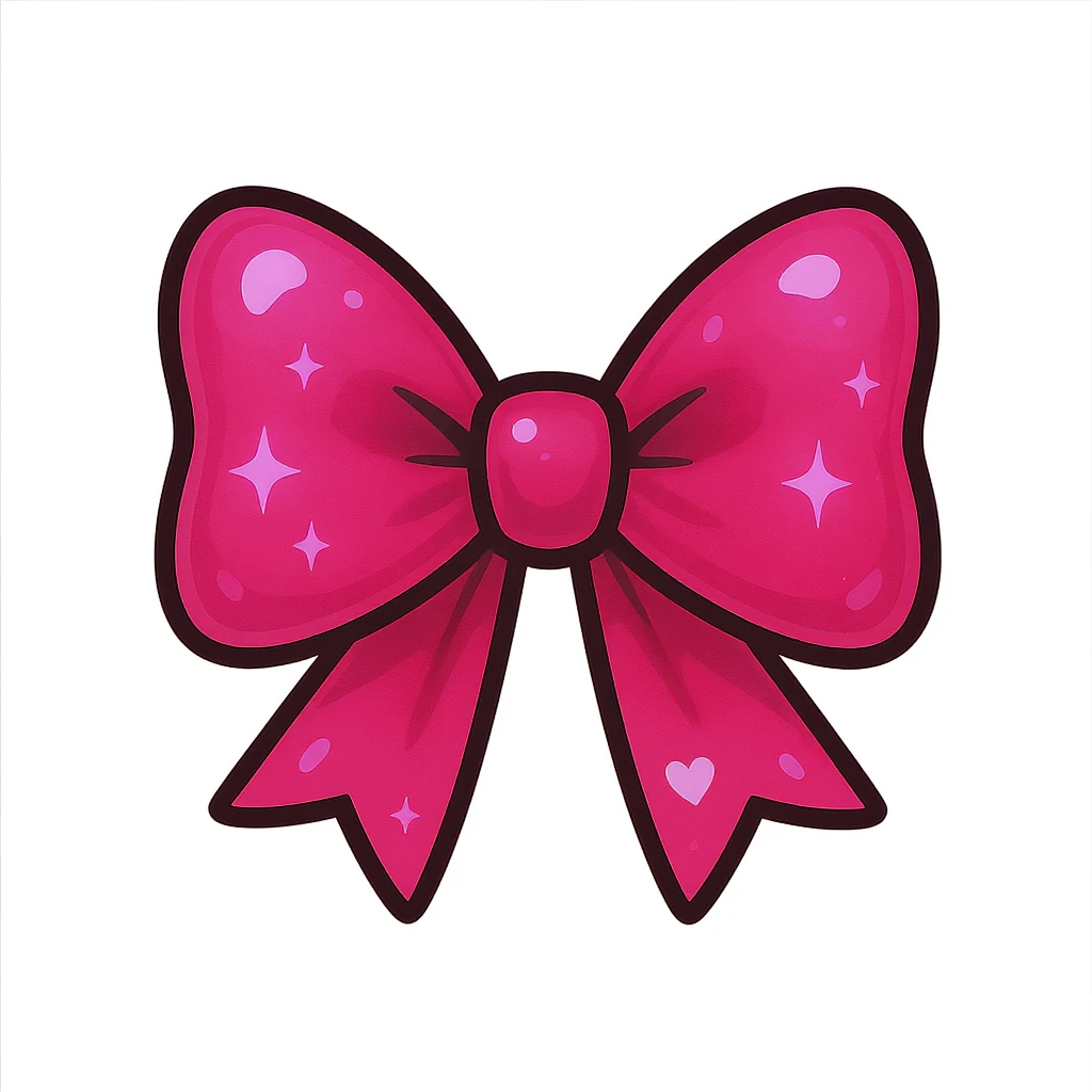 kpop bow emoji, cute and shiny, with a heart accent, no background emoji