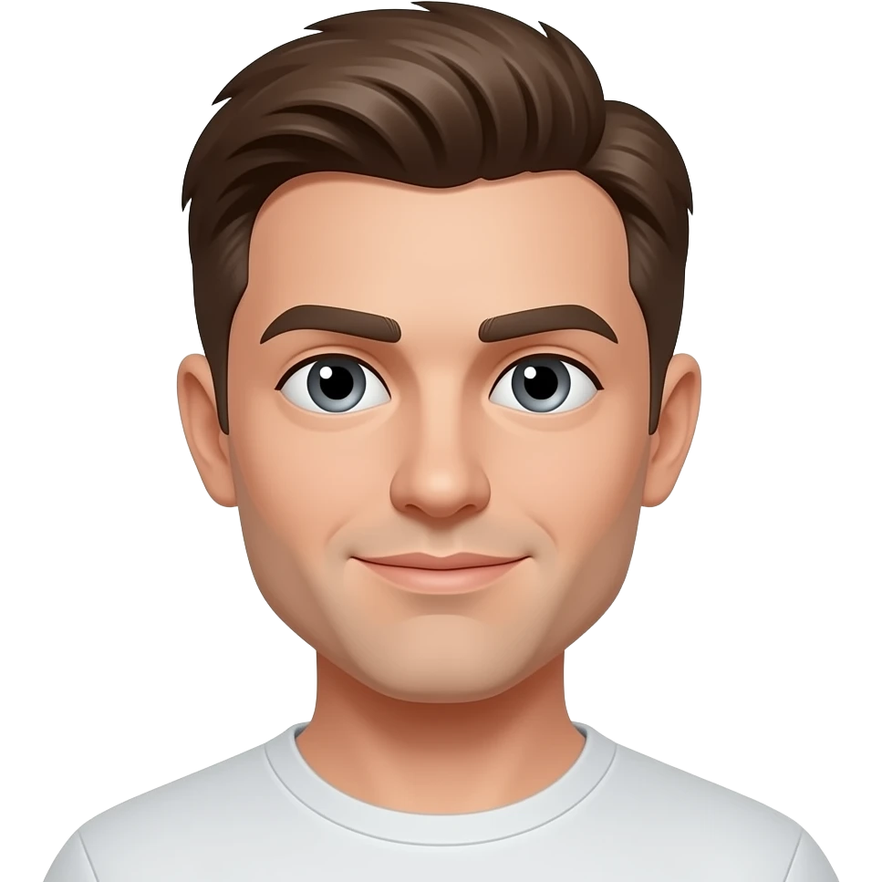 мужчина с коричневыми волосами и серыми глазами emoji