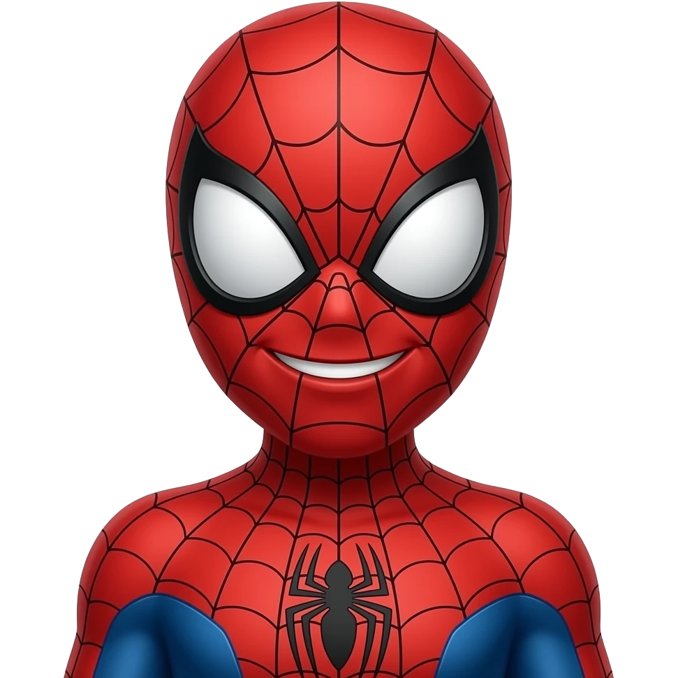 Make a emoji and Add sarcastic smile on spider man face emoji
