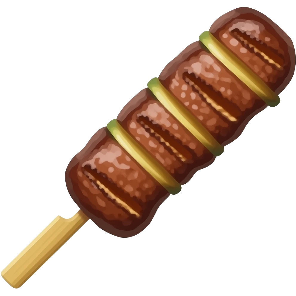 one thai styled- meat bbq without vegetable, only 1 stick, without bg, emoji