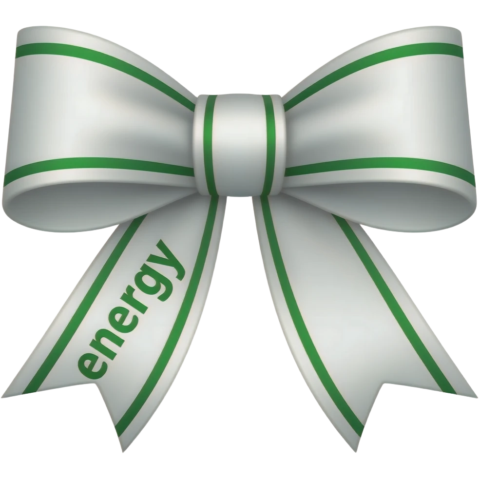 use this white bow and add emerald green lines along the two bottom tails and the word energy on the left in the green emoji