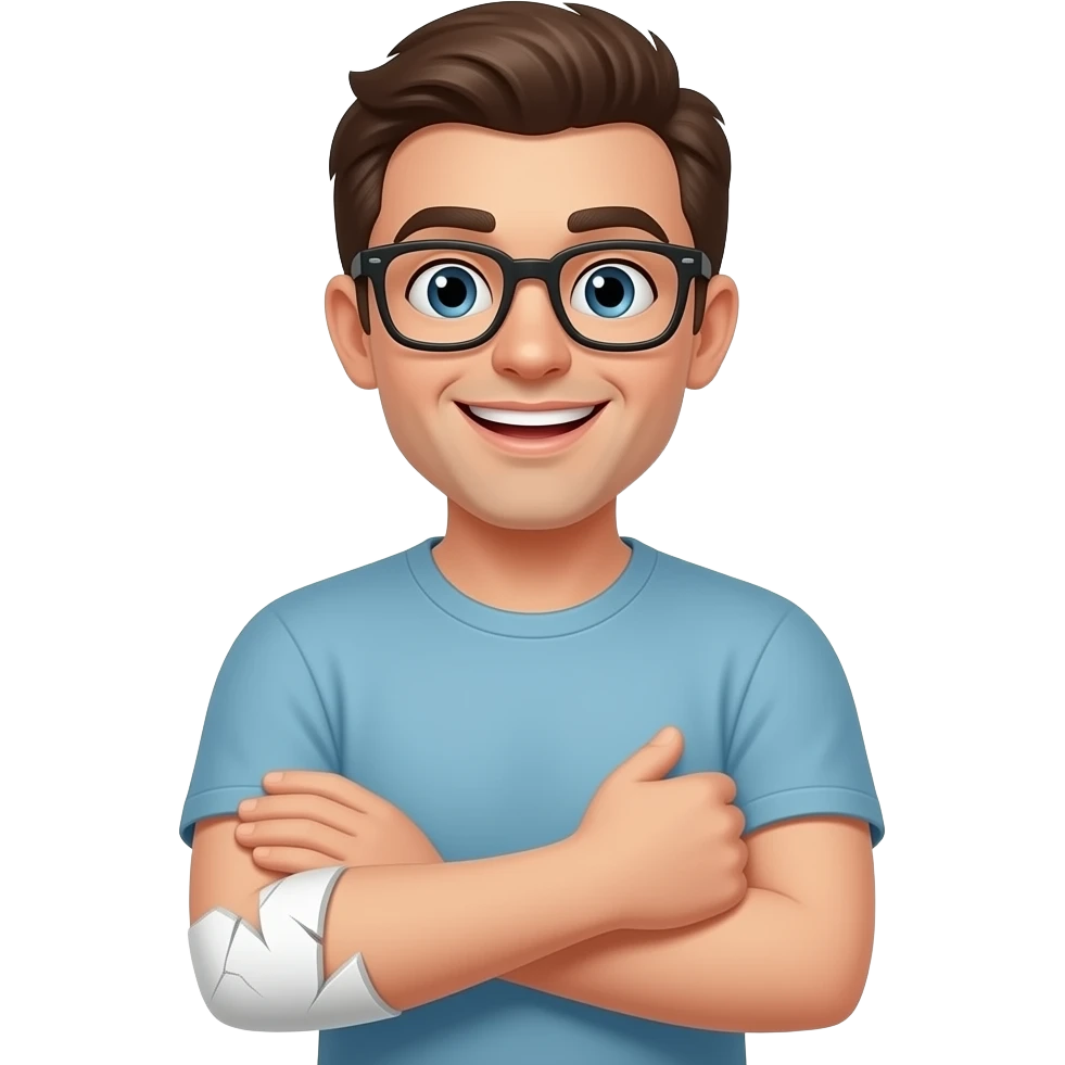 guy with broken arm happy emoji