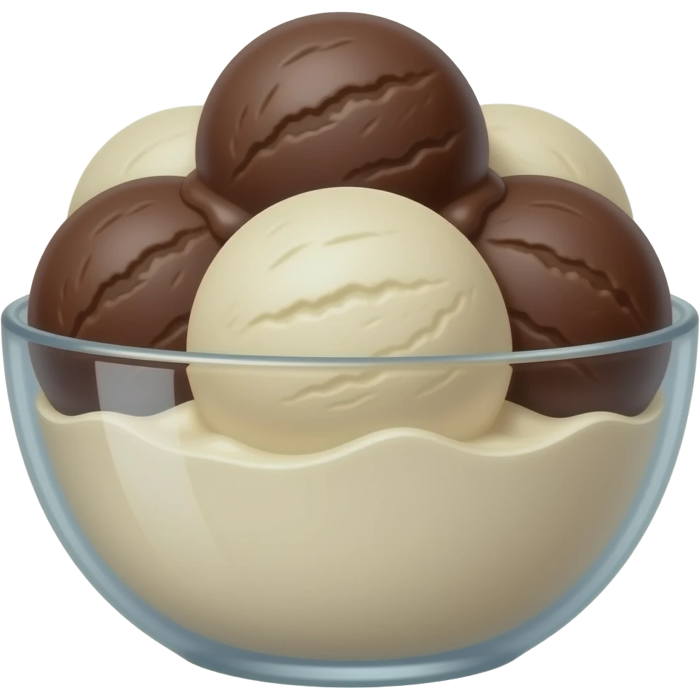 vanilla and chopcolate ice cream in a boal emoji