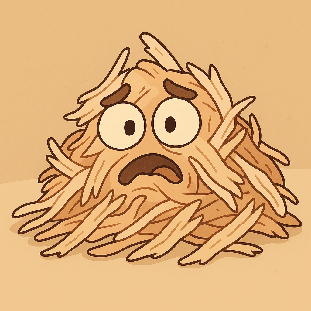 shredded chicken, cartoon style, soft colors emoji