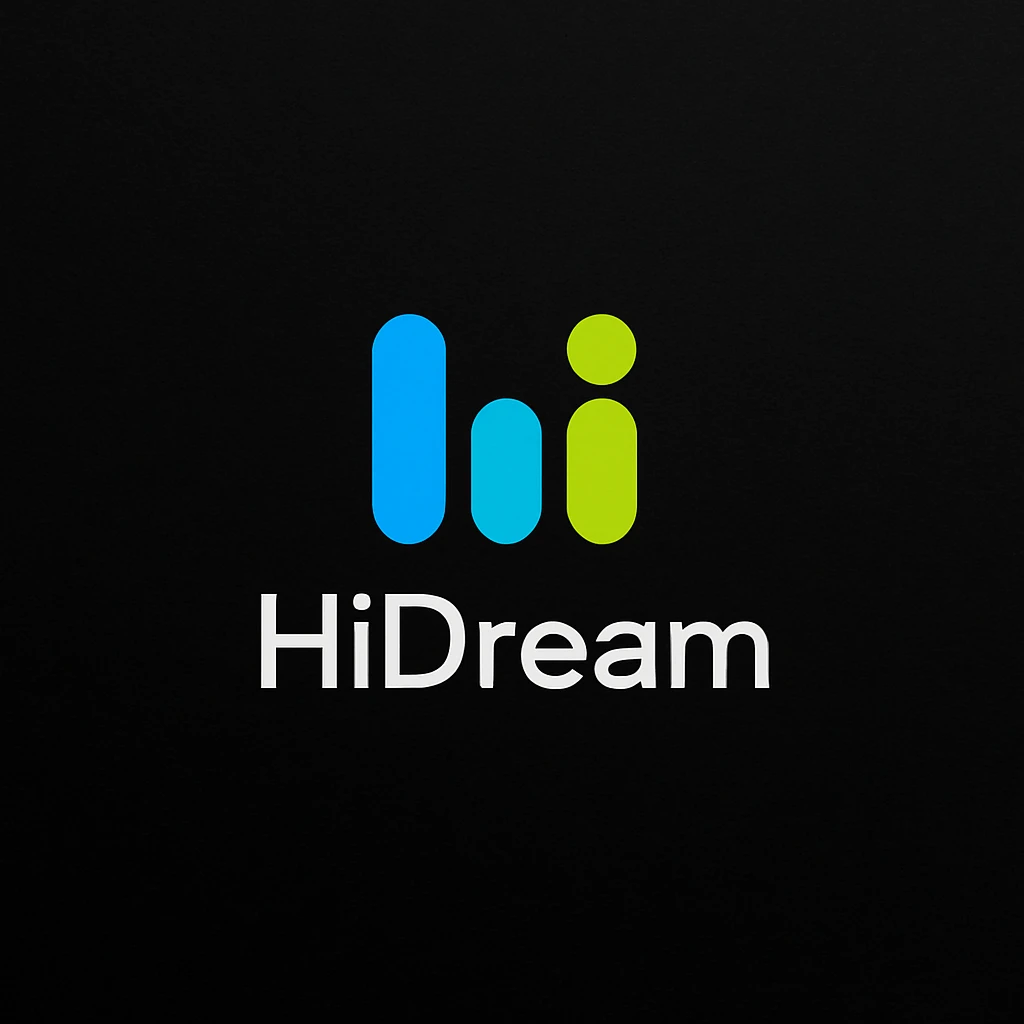create high dream logo like this with text "HIDream", black background  emoji