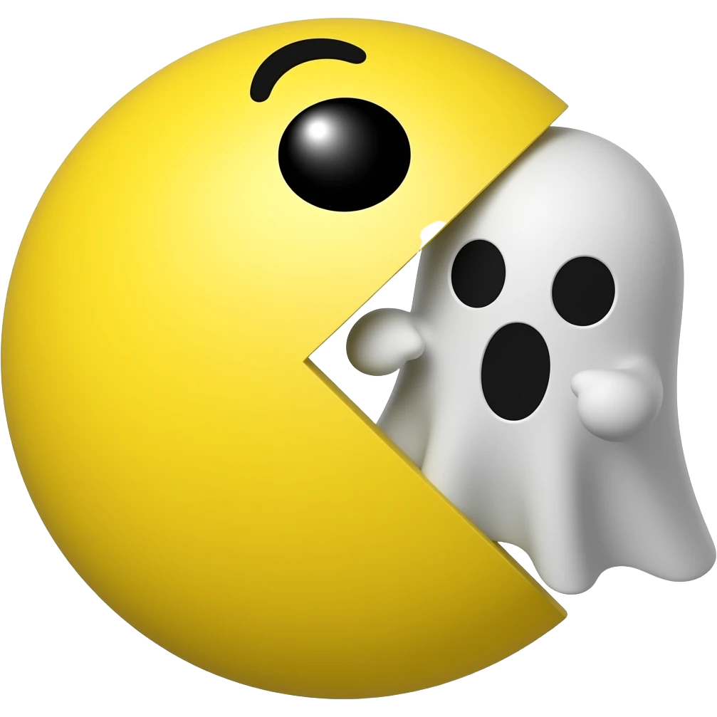 pacman fleeing a ghost emoji