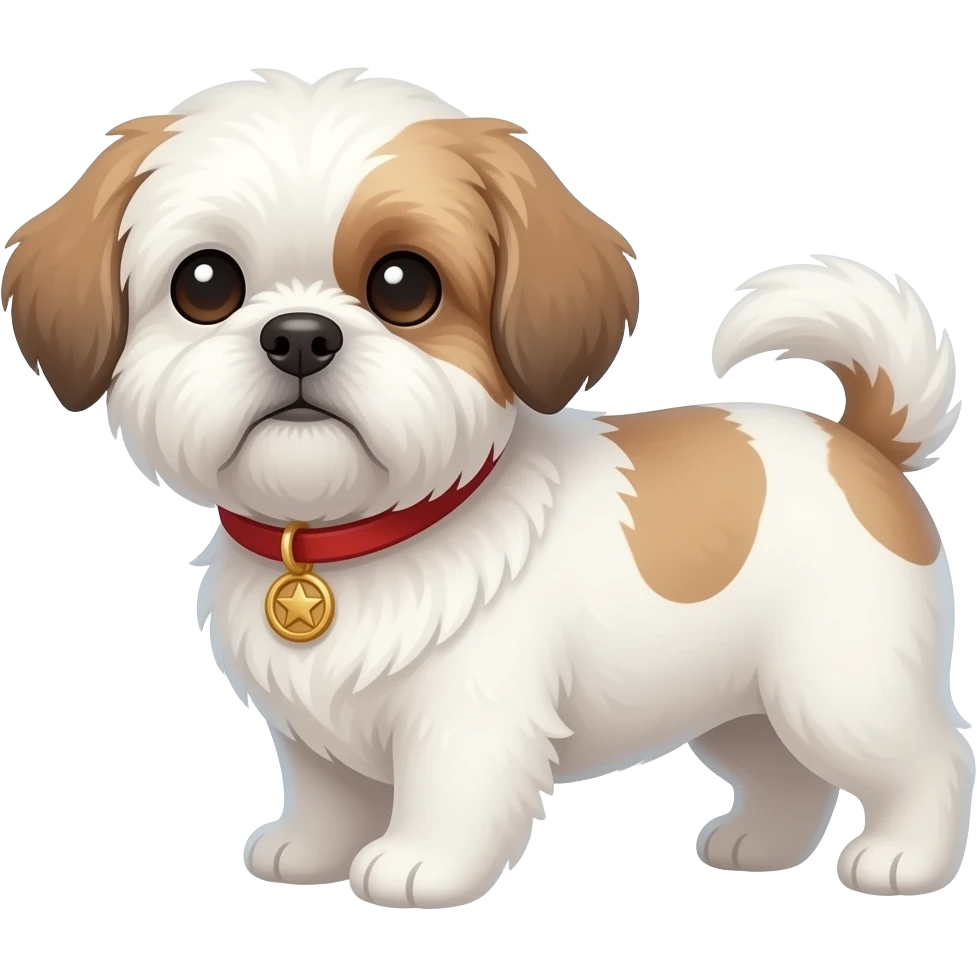 Shihtzu beyaz tüylü küçük shihtzu köpek emoji